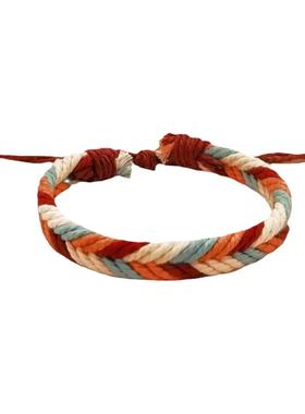 2025新款ins风 棉麻手工编织手链男女情侣学生彩色原创简约手绳