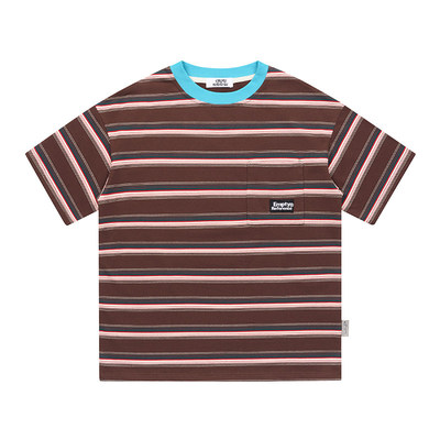 EMPTY REFERENCE美式复古原创撞色螺纹条纹短袖圆领T恤TEE