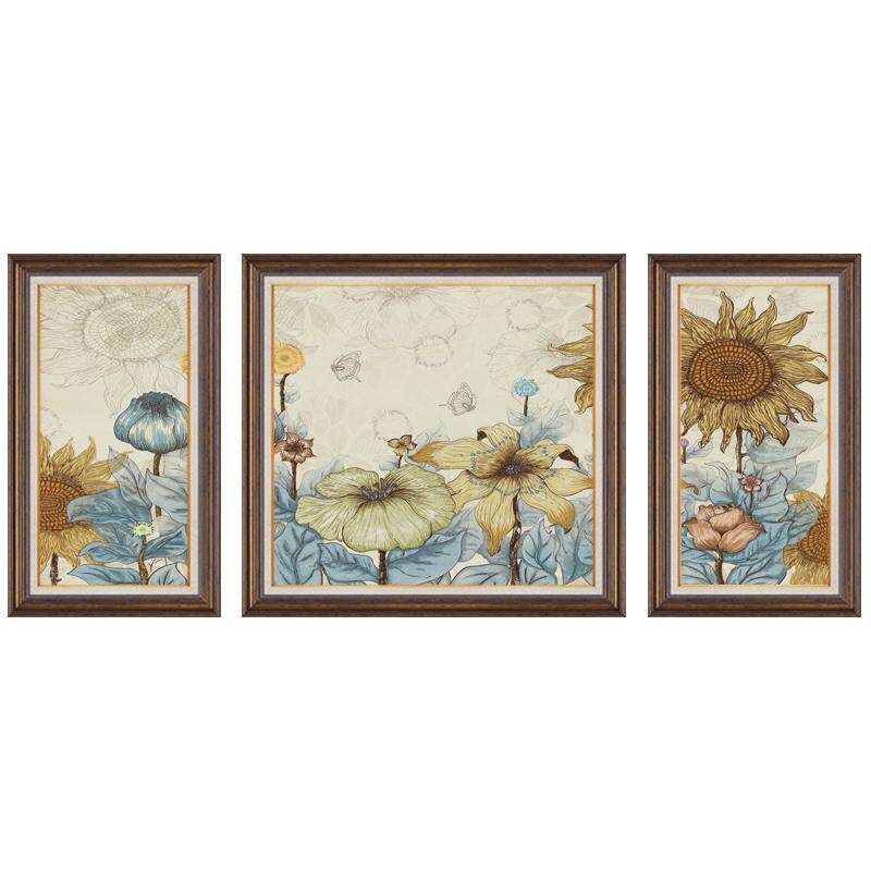 客厅装饰画美式复古三联墙上壁画正品高级油画肌理沙发背景墙挂画