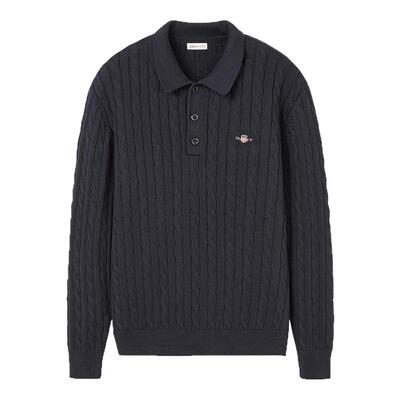 GANT/甘特纯棉绞花翻领针织衫男