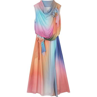 UOOYAA梦幻光影立体盘花连衣裙