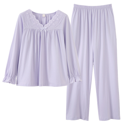 女士春秋V领长袖纯棉家居服