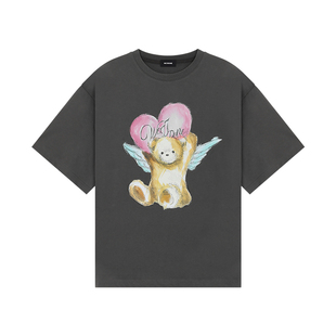 【明星同款】WE11DONE26春季新品男女同款天使泰迪熊T恤宽松休闲