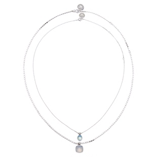 【限时4折】XTASTE TINOM潜流系列蓝瞳项链纯银海蓝宝玉髓组合链