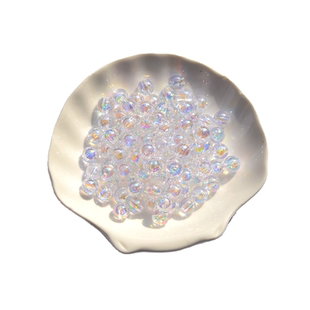 圆形透明亚克力散珠子DIY饰品配件幻彩电镀圆珠手链串珠材料6/8MM