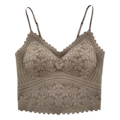 提花蕾丝法式美背吊带一体杯背心