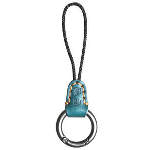 简约头层牛皮挂绳指环扣汽车钥匙扣锁匙扣挂件男女编绳防丢挂绳