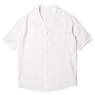 CULTUM夏季高级感古巴领衬衫男短袖韩版宽松休闲半袖港风口袋衬衣