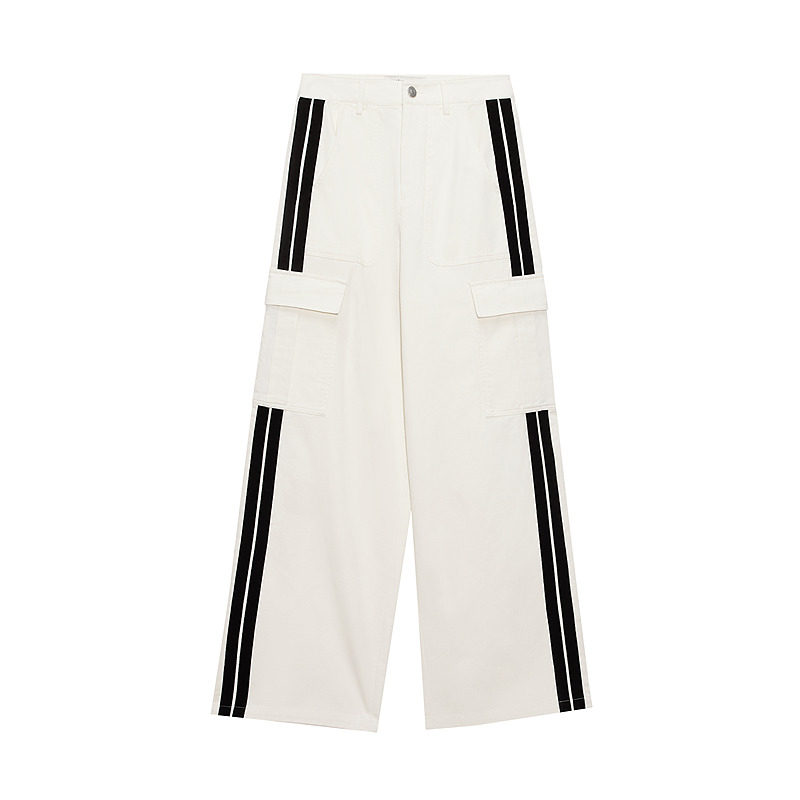 美特斯邦威休闲裤女2026春季新款潮流撞色织带拼接舒适纯棉工装裤