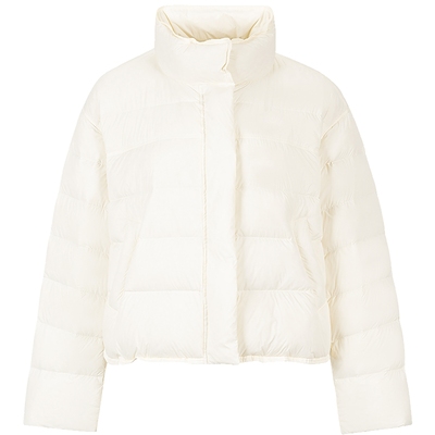 咖色轻薄立领排骨羽绒服女短款