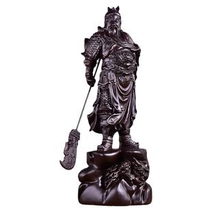 花梨木雕关公摆件 横刀武财神关公像 店铺公司开业实木关二爷神像