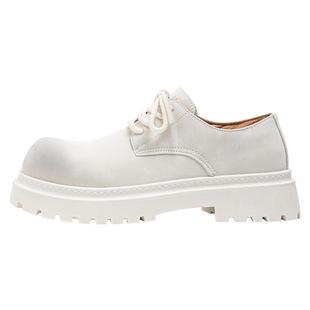 马丁靴男鞋低帮冬季宽头防水防滑白色运动学生军训专用复古工装鞋