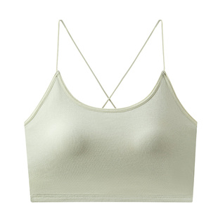 无钢圈小胸聚拢收副乳运动瑜伽一体式文胸内衣细带黑色法式抹胸女