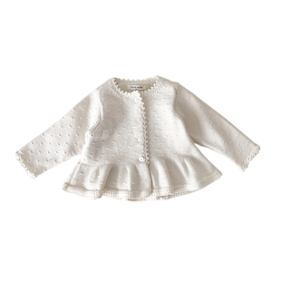 韩版女童针织衫套装婴幼儿纯棉棉纱线公主上衣裙甜美洋气百搭外套