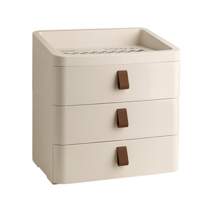 奶油风轻奢高级感玄关抽屉收纳盒客厅卧室桌面化妆品收纳盒置物架