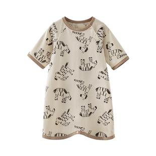 宝宝春夏季七分袖睡袍男女婴儿纯棉睡衣薄家居睡裙儿童睡衣