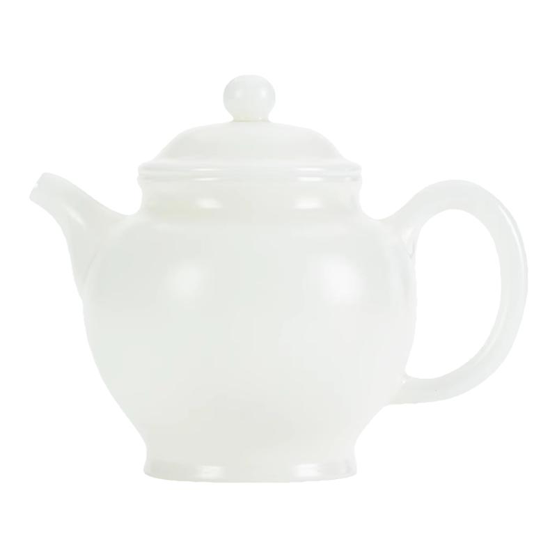 钰铨龙门冰种玉瓷素烧小号品茶壶