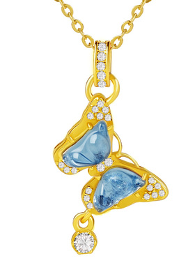 宫里上新天然正品海蓝宝蝴蝶项链