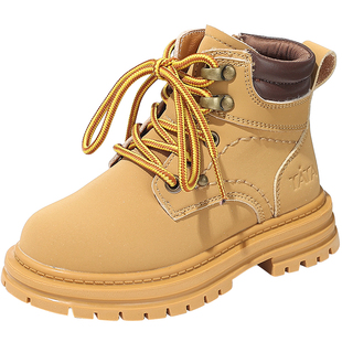 TATA他她童鞋英伦风马丁靴男女童软底防滑宝宝短靴冬季加绒时装靴