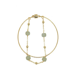 925纯银和田玉手链女生ins小众设计双层叠戴2025年新款高级感手镯