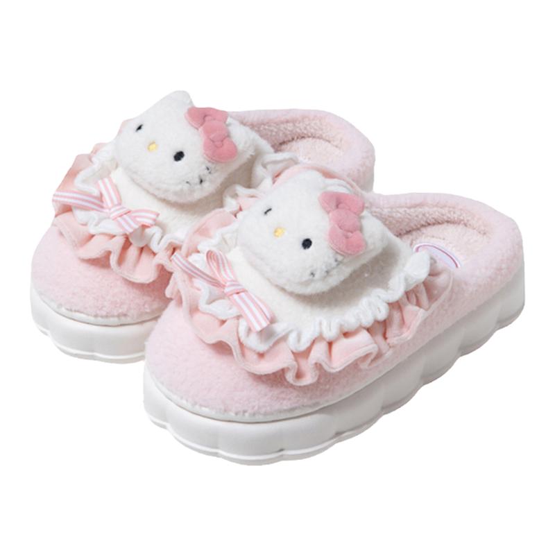 三丽鸥秋冬季新款毛绒保暖卡通可爱室内居家用防滑棉拖鞋女士棉鞋
