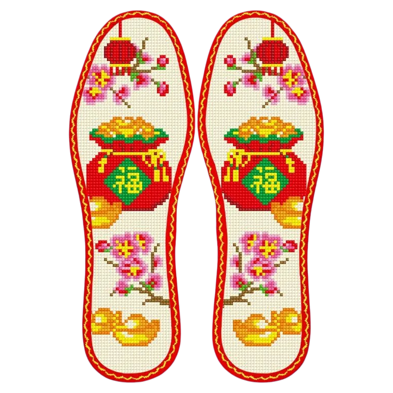 新款手工十字绣鞋垫半成品自己绣