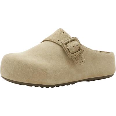 Bata巴斯克勃肯鞋女2026春季商场新款时尚百搭牛剖皮拖鞋ACI04AH6