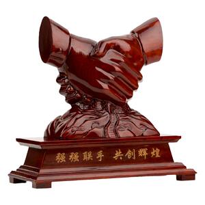 握手摆件雕刻开业商务工艺品