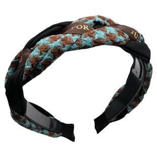 发卡发箍女网红新款千鸟格编织发捆头饰带齿防滑逛街压发洗脸头箍