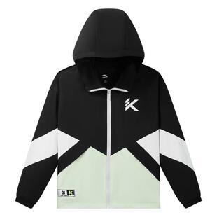 安踏儿童男大童丝光绒运动上衣2026冬款防风透湿中大童连帽厚外套