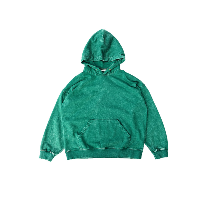 手工破坏做旧宽松套头连帽衫