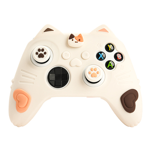 极想Xbox手柄保护壳XSS/XSX硅胶套猫耳可爱卡通猫爪造型防摔主机游戏机配件摇杆帽套装装饰三花猫原创设计
