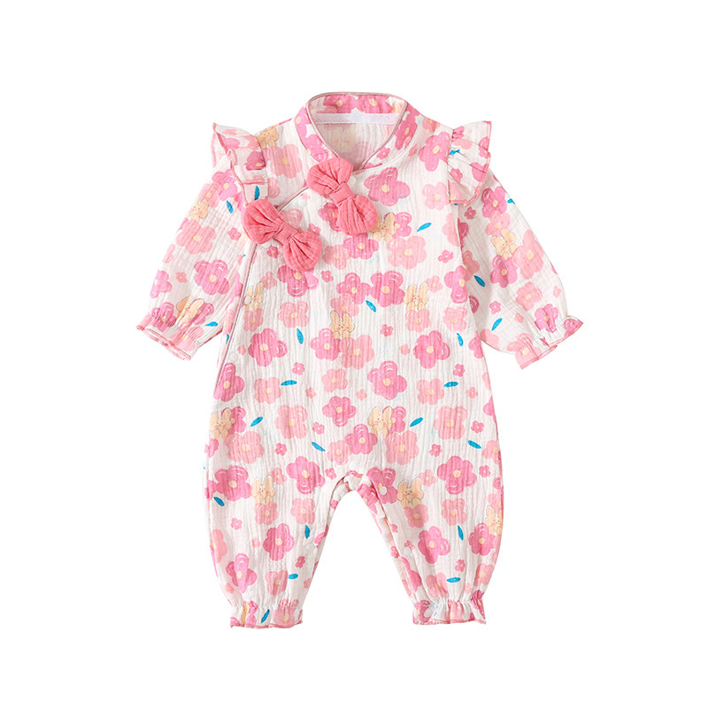 满月婴儿衣服春秋装女宝宝初夏季连体衣公主超萌哈衣纯棉百天旗袍
