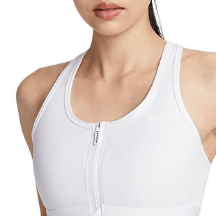 Nike耐克女子背心SWOOSH中强度支撑速干衬垫前拉链运动内衣FN2732