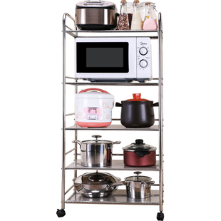 304厨房置物架不锈钢微波炉架子储物收纳锅架烤箱架货架多层落地