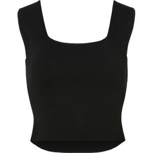 BLOSSOM 春夏女士黑色弹力针织短款坦克背心