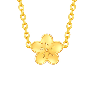 水贝黄金官方旗舰店999足金桃花转运珠吊坠项链小克重礼物送女友