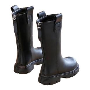 儿童长筒长靴子2025秋冬新款时尚白色公主皮靴加绒大童女童高筒靴