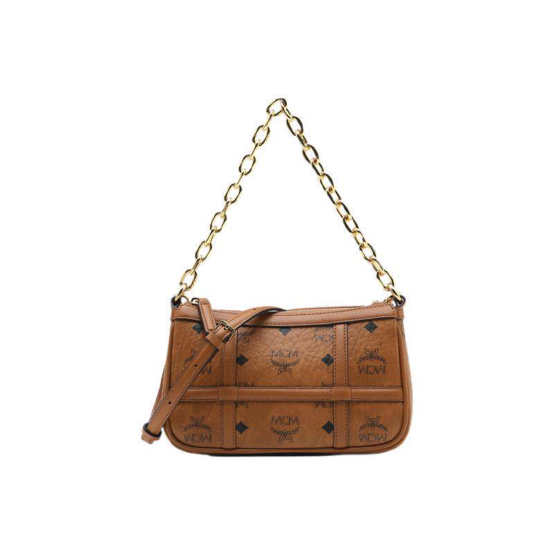 【自营】MCM25ss新品logo满印花女士百搭单肩斜挎背提包链条包