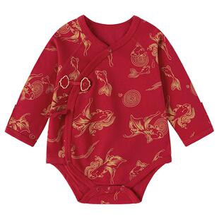 babylove【安心柔】婴儿包屁衣春秋新生儿纯棉周岁衣服福麟曳锦