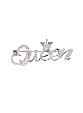 字母胸针queen女王氧化锆扣大衣