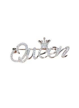 字母胸针queen女王氧化锆扣大衣