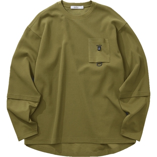 【官方正品】nautica白帆 日系中性户外挺阔路亚假两件T恤TW5301