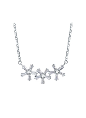 周六福S925银几何花朵项链女O字链几何花送女友圣诞礼物