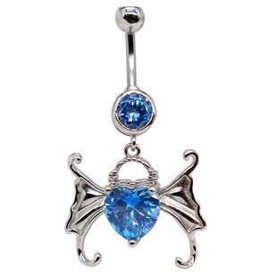 S925纯银蝙蝠肚脐钉女暗黑风个性酷辣欧美脐钉人体穿刺饰品防过敏