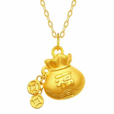 一夜暴富真金色福袋项链不掉色
