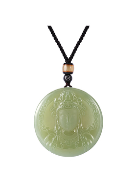 和田玉双面观音牌吊坠