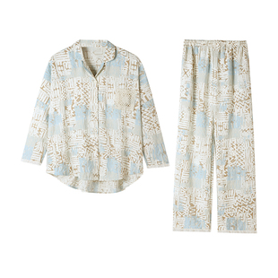 【带胸垫】春秋季新款睡衣女泡泡棉长袖长裤秋天可外穿家居服套装