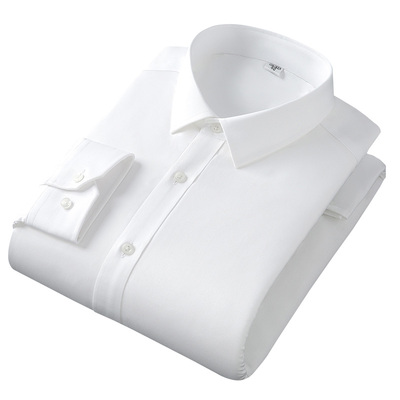 杉杉羊毛加绒保暖白色衬衫男士长袖纯棉加厚冬季新款商务蓝色衬衣