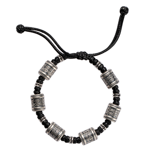 银手链原创足银编织手男士手链复古古法银平安好运手链女送礼物男